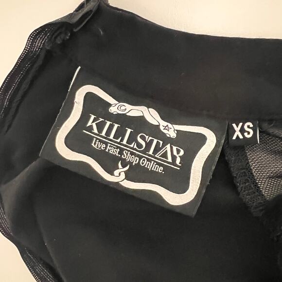 Killstar Goth Black Dress XS Spider Button Mesh Ruffle Witchy - Picture 4 of 12